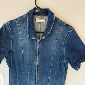 We The Free Indigo Denim Flare Jumpsuit